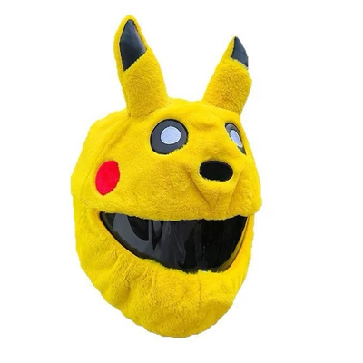 Cross-Border Foreign Trade Wholesale Motorcycle Helmet Covers Stitch Pikachu Santa Claus Cartoon Plush Animal Masks (Dəbilqə (Kaska) aksesuarları) - pikachu