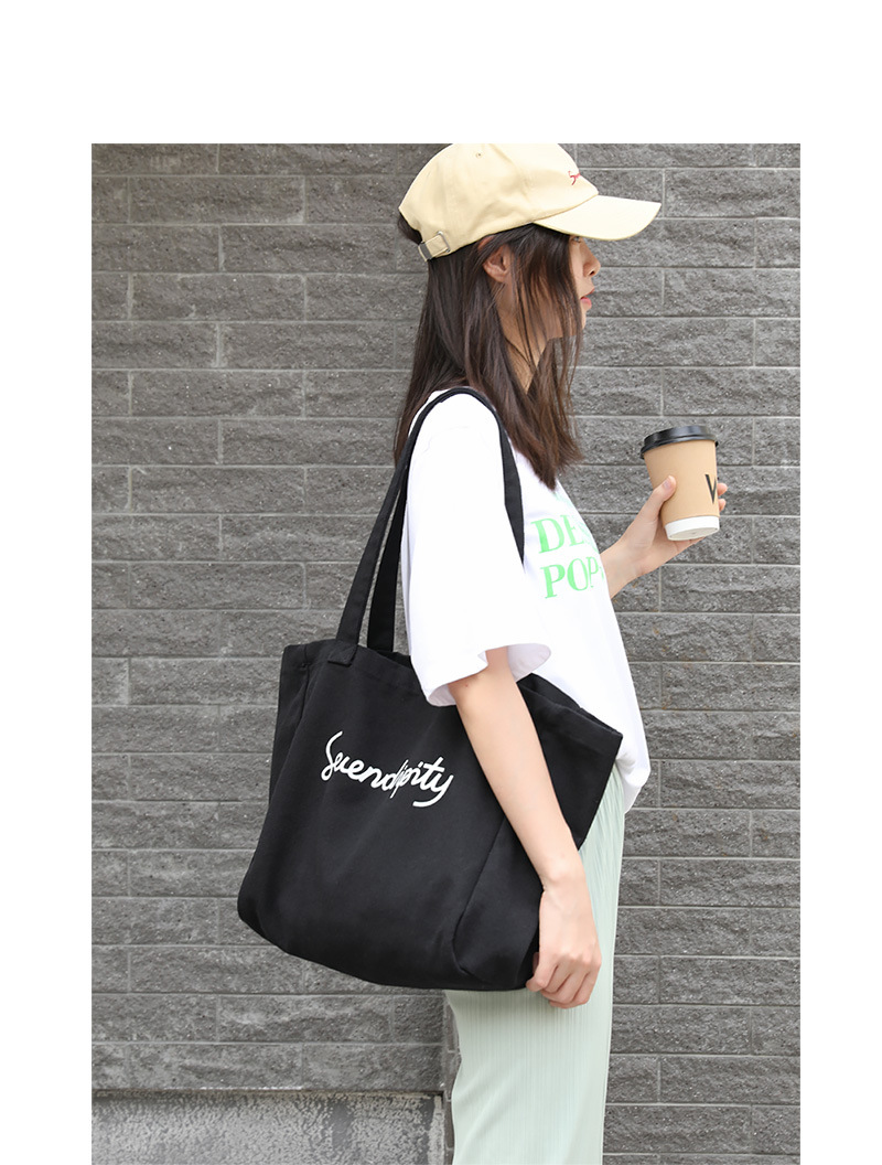 Women's Large Canvas Letter Streetwear Open Canvas Bag display picture 3