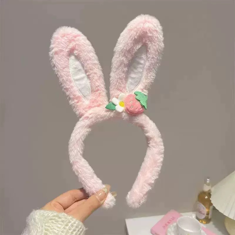 かわいいリボンウサギの耳ぬいぐるみヘッドバンドレース洗顔ヘッドバンド子供用ヘアピン 2025 新しい帽子|undefined