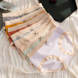 抗菌净化内裤冰丝腰围女中腰纯棉档无痕裸感透气包臀亲肤内裤拼色