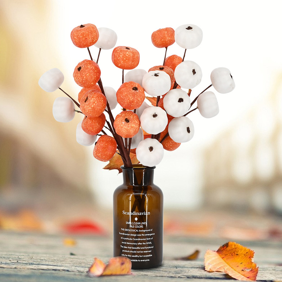 Ramillete de calabaza simulada de tres puntas y nueve cabezas, accesorios de diseño de escena para fiesta de Halloween, disfraz de vacaciones, calabaza de Halloween