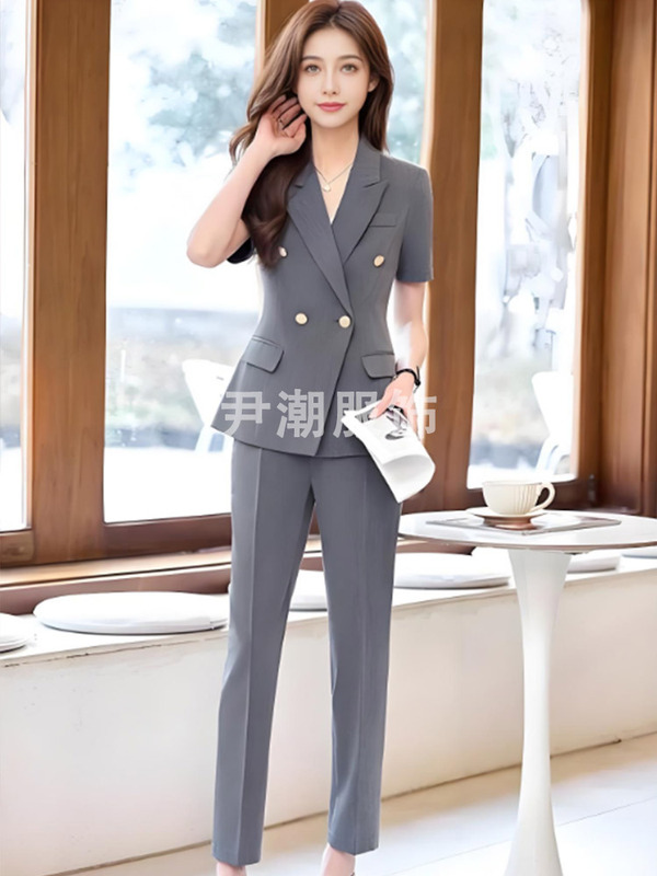 灰色西装套装女春夏高端职业医美前台接待工装美容院珠宝店工作服|undefined