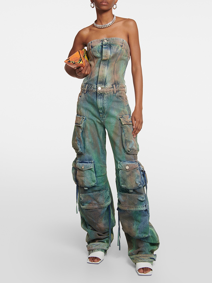 Mono sin tirantes con estampado de camuflaje, estilo europeo y americano, sexy y moderno para mujer, novedad de primavera 2026.