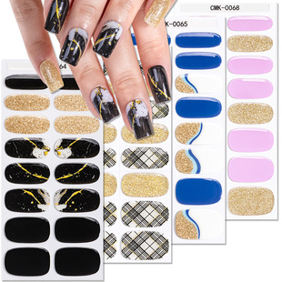 Zhengxiang No-Bake Gel Nail Stickers Cross-Border European and American Flash Onion Powder Nail Polish Film Waterproof Plaid Nail Stickers Customization