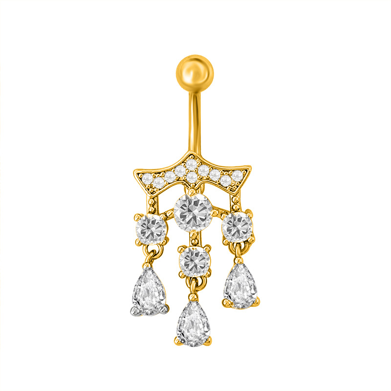 Zircon Navel Ring Palace Style Heart Wings Belly Button Piercing_voghion.com
