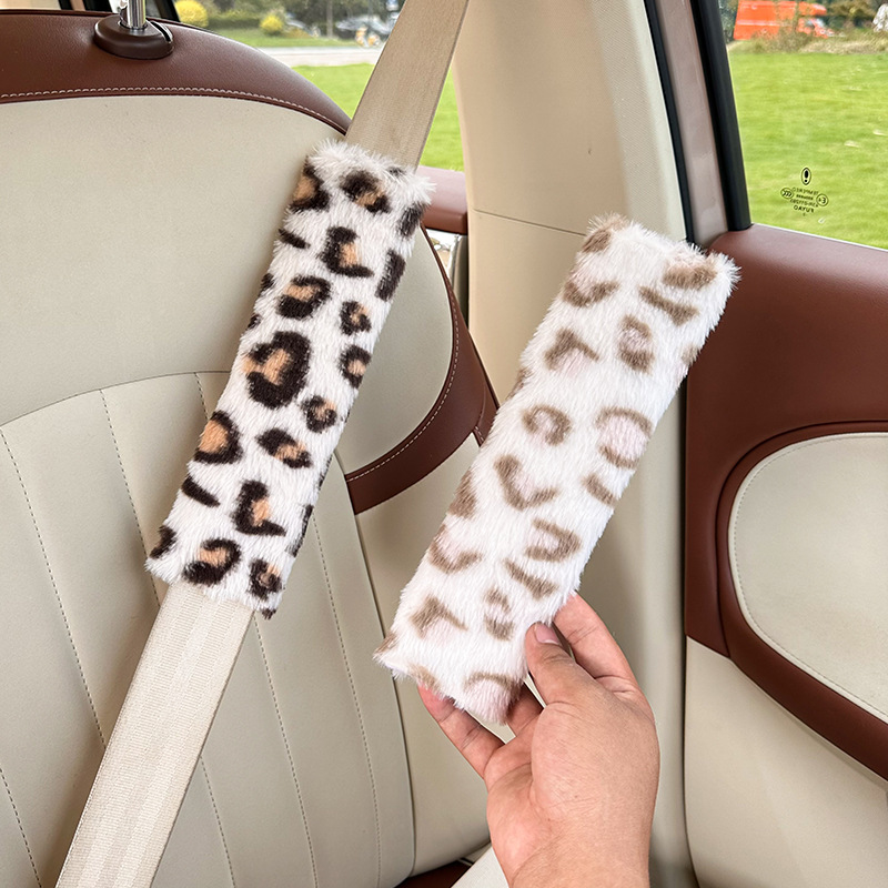 Cross-Border Car Seat Belt Shoulder Pads, Anti-Strangle Car Seat Belt Protectors, Cute Leopard Print Car Interior Accessories