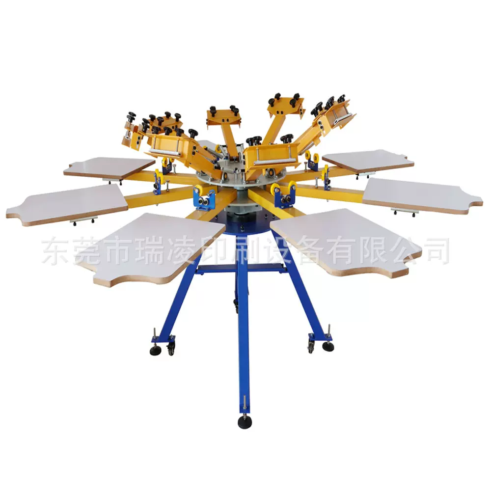 瑞凌丝网印刷轮转印刷机厂家直销8色服装印花机轮转8色丝印机