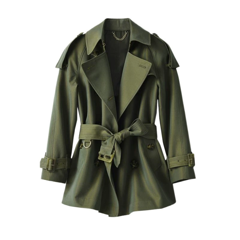 Осеннее подростковоеTrench Coat, средняя длина, поясной двубортный, хаки, размеры S–2XL