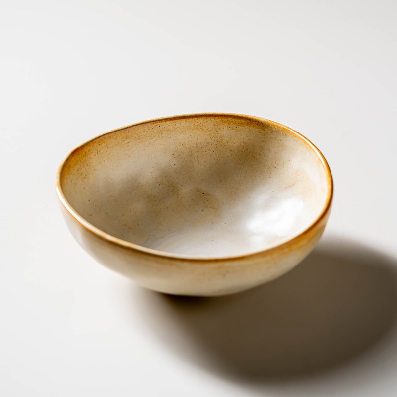 Special-Shaped Bowl Japanese Retro Stoneware Ceramic Tableware Restaurant Hotel Business High-Value Fruit Bowl Soup Bowl Pasta Bowl