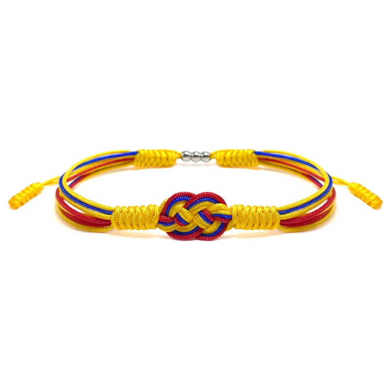 Colombia Infinity Rope Bracelet in Flag Colors, Handwoven Jade Thread Bracelet, Heart Knot Braided Bracelet Colombia Infinity Rope Bracelet in Flag Colors, Handwoven Jade Thread Bracelet, Heart Knot Braided Bracelet
