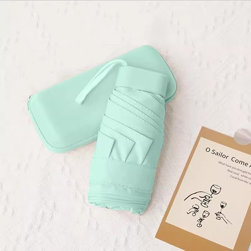 Luz natural de vinilo ligera con paraguas portátiles de protección solar UV lluvia cápsula de doble propósito con paraguas de seis plegadas