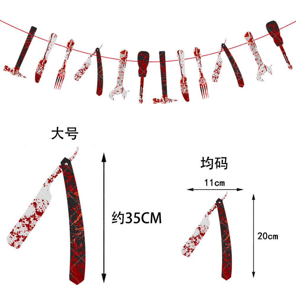 Transfronteriza nueva decoración de la fiesta de Halloween tire de la bandera Festival fantasma diseño de la Casa Encantada tire de la flor mano y cuchillo de pie tire de la bandera