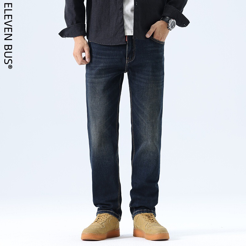 2026 New Style American Retro High-End Men's Jeans, Washed Elastic Casual Straight-Leg Men's Jeans