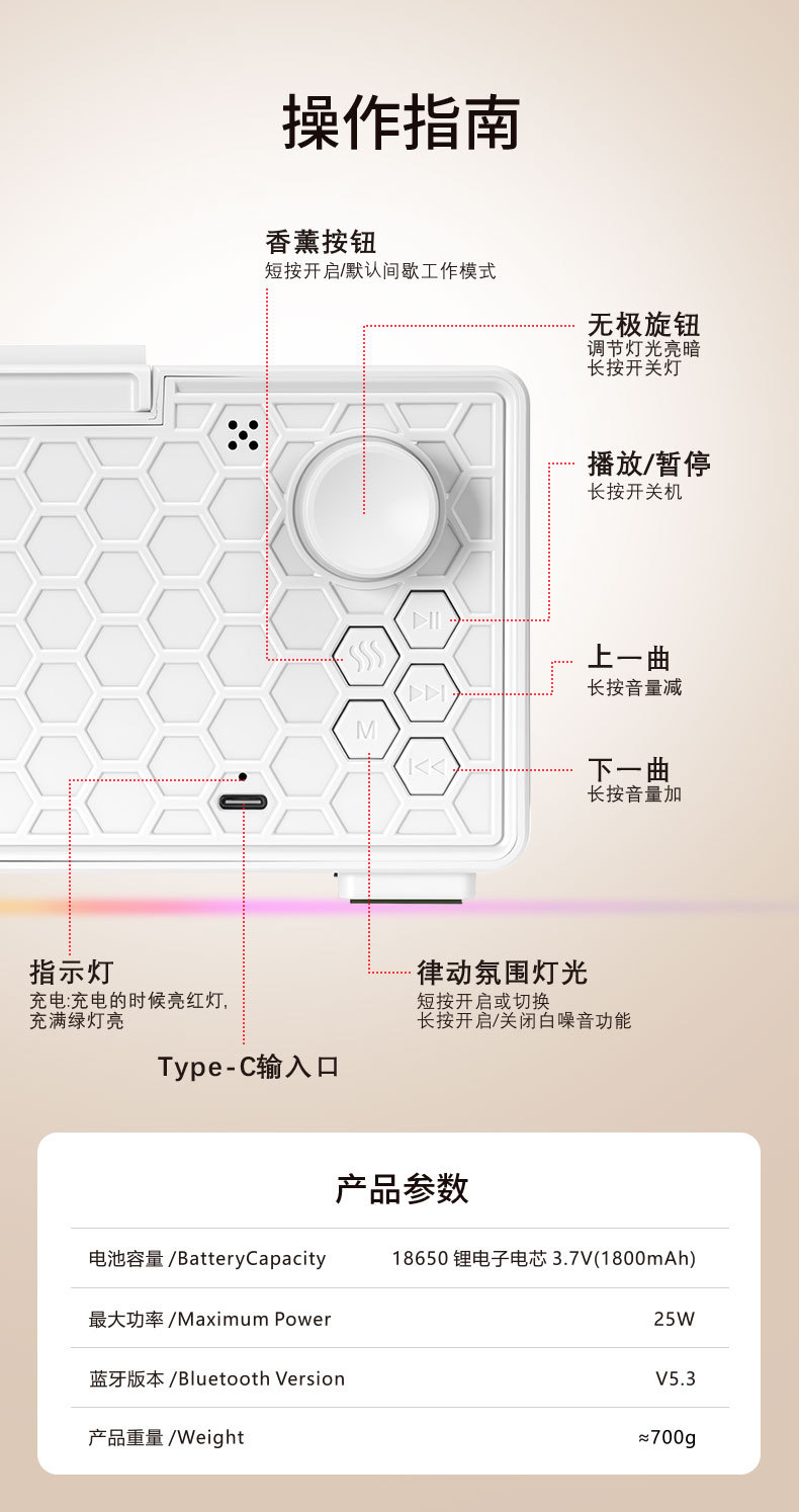 壁炉无水香薰音响