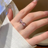 Fuchsia fresh cute ring with bow, small design zirconium, fashionable jewelry, on index finger