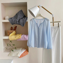 法式灯笼袖天丝娃娃衫女夏季洋气宽松七分袖雪纺衫薄款防晒衣上衣