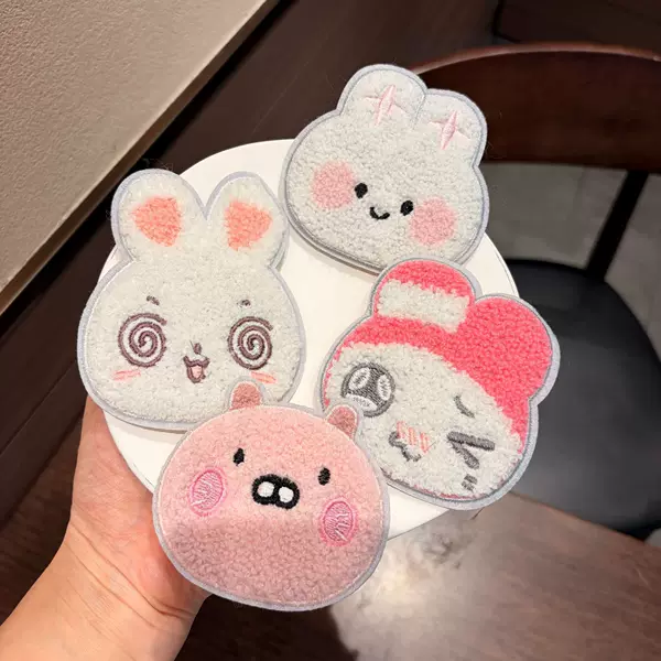 Cute cartoon bunny plush bangs clip for tidying stray hair, sweet girl's seamless embroidered hairpin accessory
