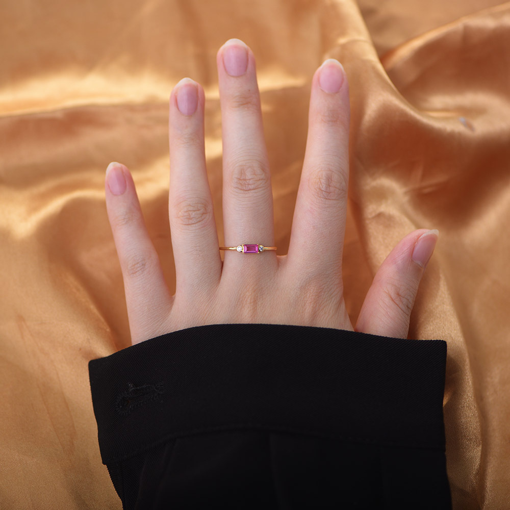 14K Real Gold Plated, Rhodium Plated Plating Material Zircon Inlay Material 925 Sterling Silver Zircon Square Rings