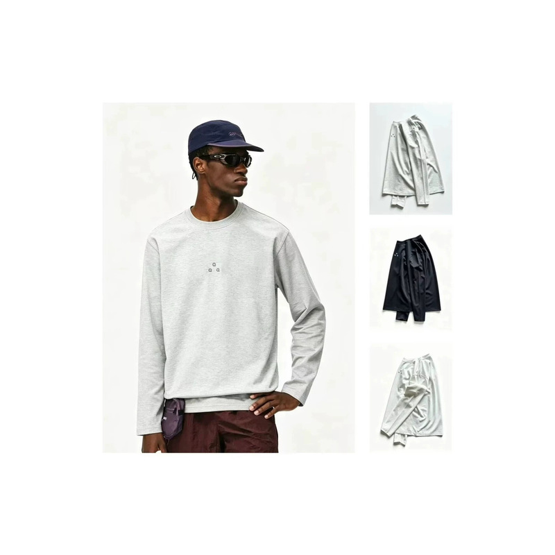 Couple's long-sleeved T-shirt with raglan sleeves, made of cotton blend, featuring a simple solid color and a subtle print, suitable for autumn wear, and a versatile casual base layer for both men and women Couple's long-sleeved T-shirt with raglan sleeves, made of cotton blend, featuring a simple solid color and a subtle print, suitable for autumn wear, and a versatile casual base layer for both men and women