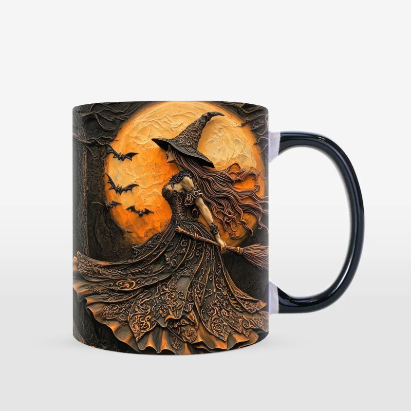 3D呪術師ウィットシーハロウィーンセラミックコーヒーマグカップティーカップHalloween巫女ウィッチ|undefined