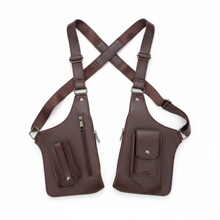 工厂皮革背带腋下挎包男女士户外方包多功能马甲手机包多功能新款