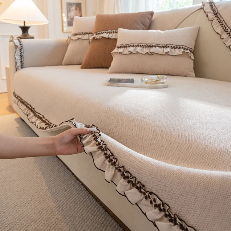 Sofá de estilo medieval francés sala de estar almohadilla toalla de respaldo Schneider cuatro estaciones cubierta de sofá universal almohadilla tela antideslizante