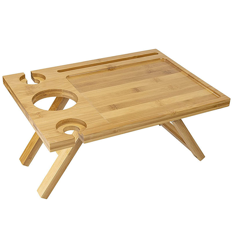 Mesa de picnic de bambú creativa plegable al aire libre mesa perezosa multifuncional estante de portátiles bandeja de té de bambú