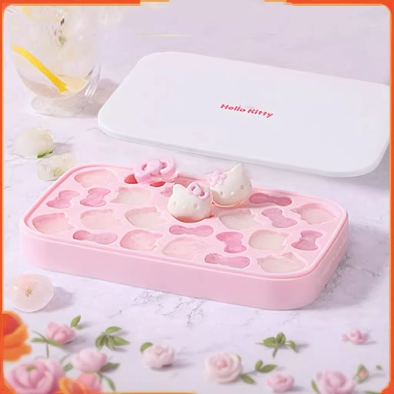 Hellokitty硅胶冰格卡通食品级按压冰块模具家用制冰储冰盒三丽鸥|undefined
