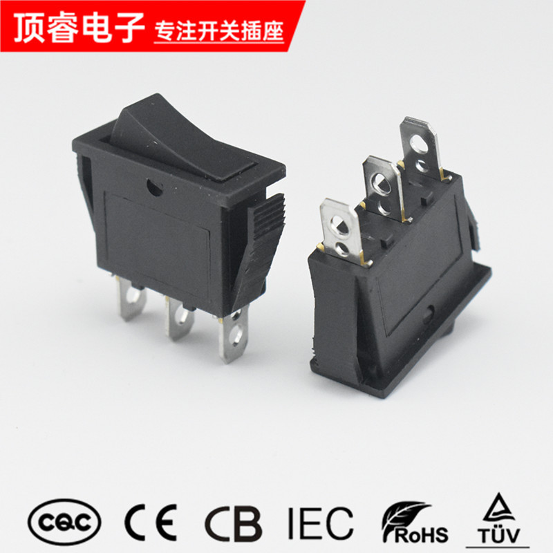 全黑盖 KCD3船型开关3脚2档 两脚/三脚两档大电流电源 翘板开关