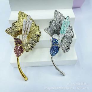 European and American retro style diamond wreath lily flower brooch personality exaggerated ladies coat accessories pin wholesale