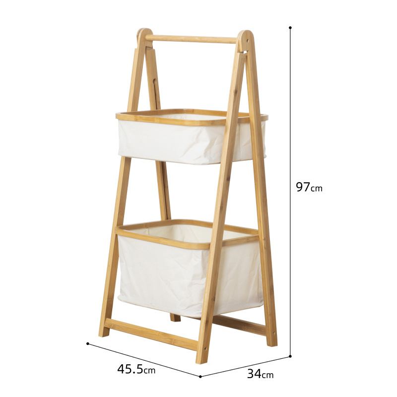 Cesta de almacenamiento plegable canasta de almacenamiento de ropa sucia cesta de lavandería doméstica canasta de lavandería de doble capa estante de almacenamiento de tela de bambú