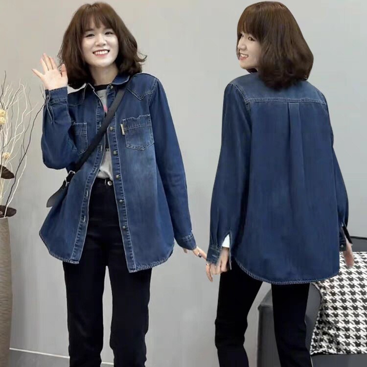 Denim Shirt Women's Long-sleeved 2023 Spring/Summer New Korean Version Loose Casual Shirt Fashionable All-match plus size Top Jacket Denim Shirt Women's Long-sleeved 2023 Spring/Summer New Korean Version Loose Casual Shirt Fashionable All-match plus size Top Jacket