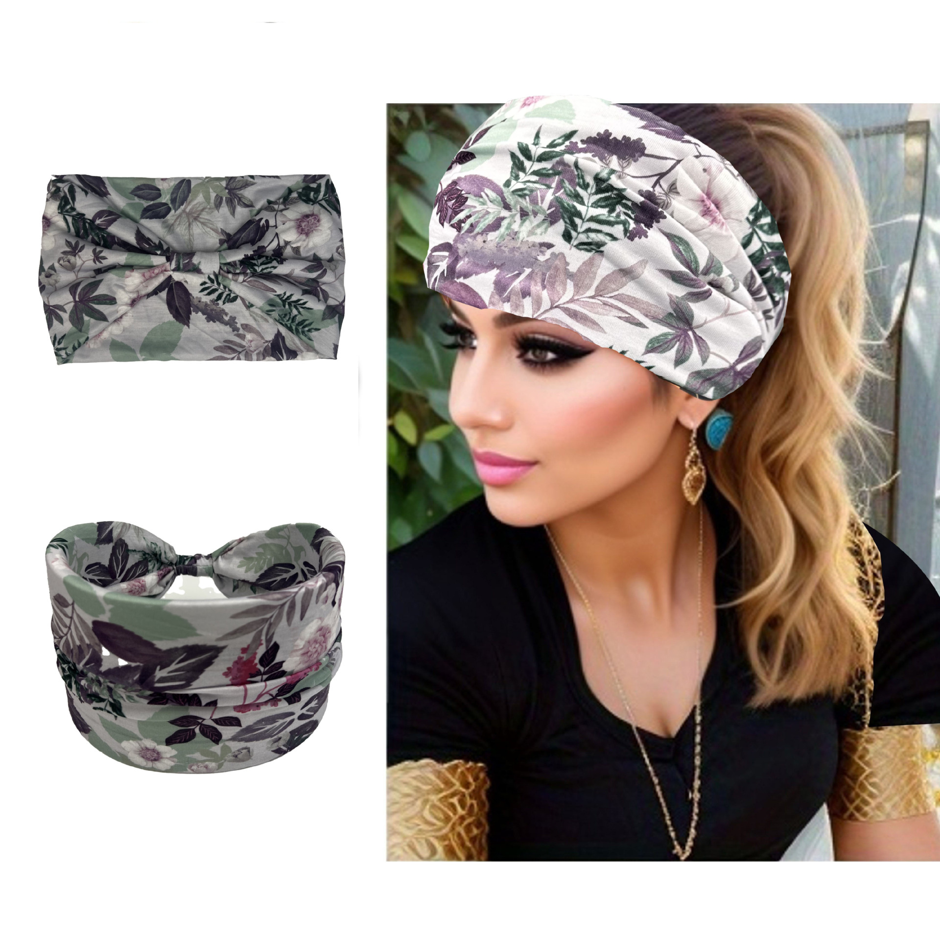 Cross-border bohemian multicolor impresión banda ancha para mujeres - banda suave y cómoda para deportes al aire libre