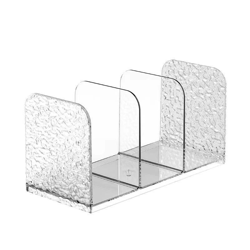 Acrylic Desktop Book Shelf, Glacier Pattern Transparent Organizer, Large Capacity