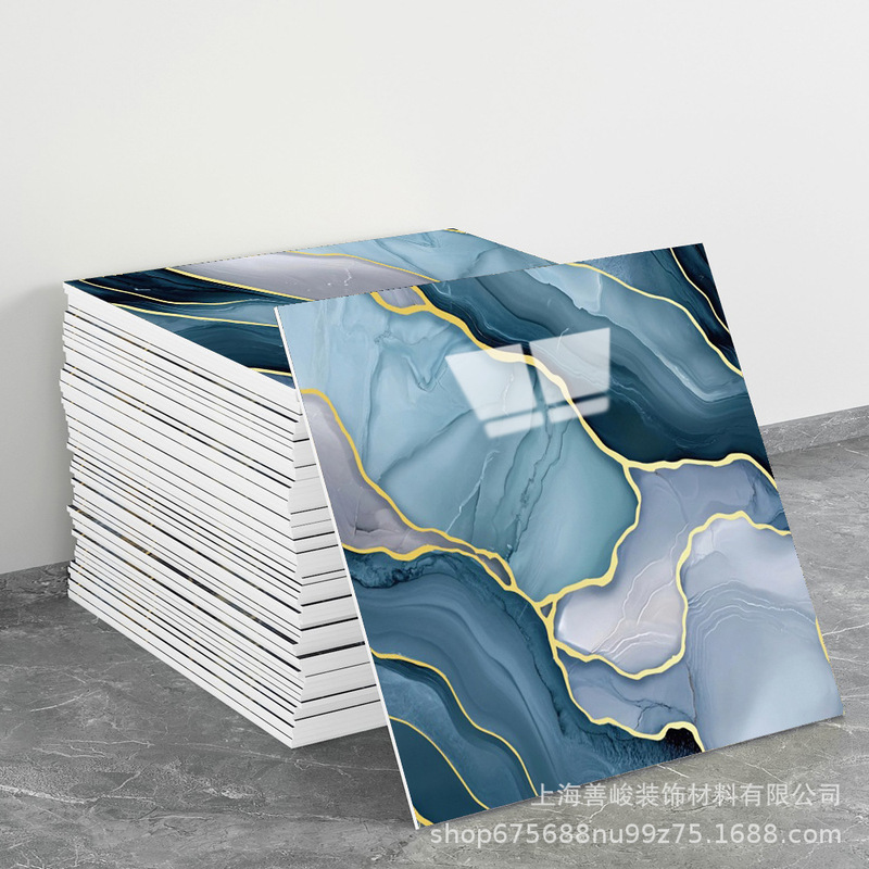 跨境出口批发30*30cm 仿瓷砖大理石纹自粘墙壁纸护墙板铝塑板贴纸|undefined