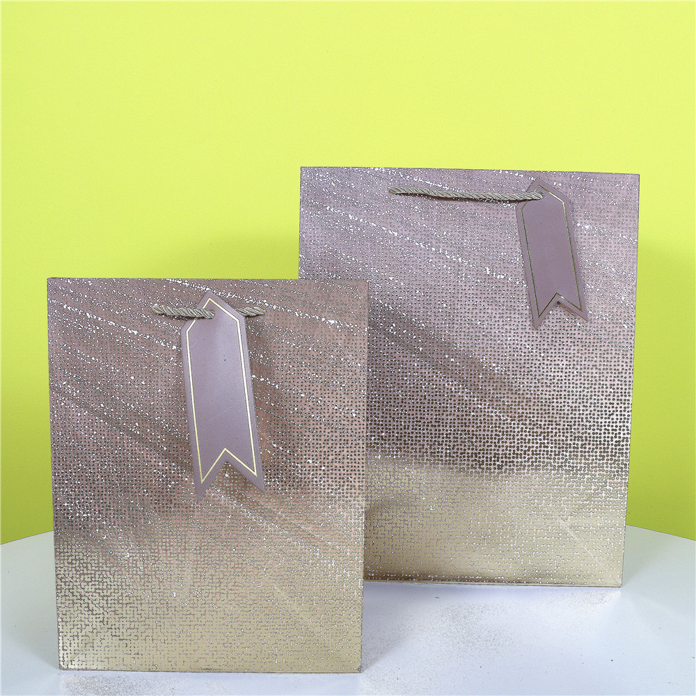 顆粒紙質白卡禮品紙袋子燙銀購物手提袋帶吊牌禮物袋純色禮袋