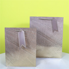 顆粒紙質白卡禮品紙袋子燙銀購物手提袋帶吊牌禮物袋純色禮袋