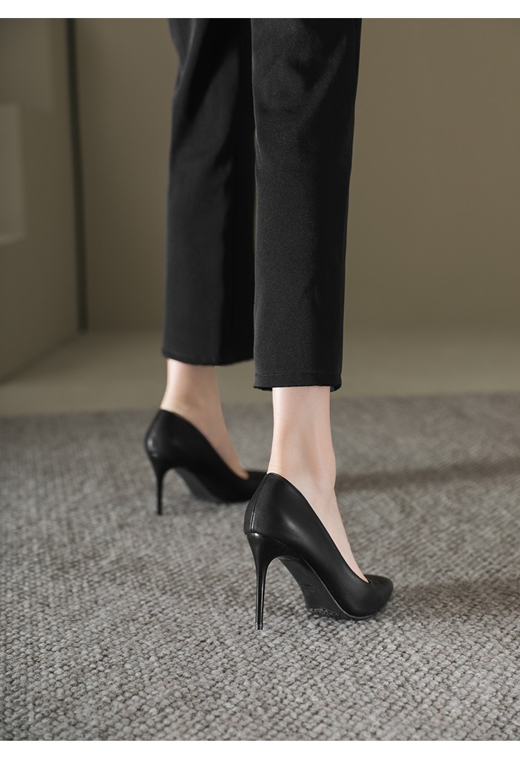 High Heels Black Stiletto Professional Comfortable Pointed Toe Elegant Commuting Flight Attendant Interview Work Women_vogvips.com