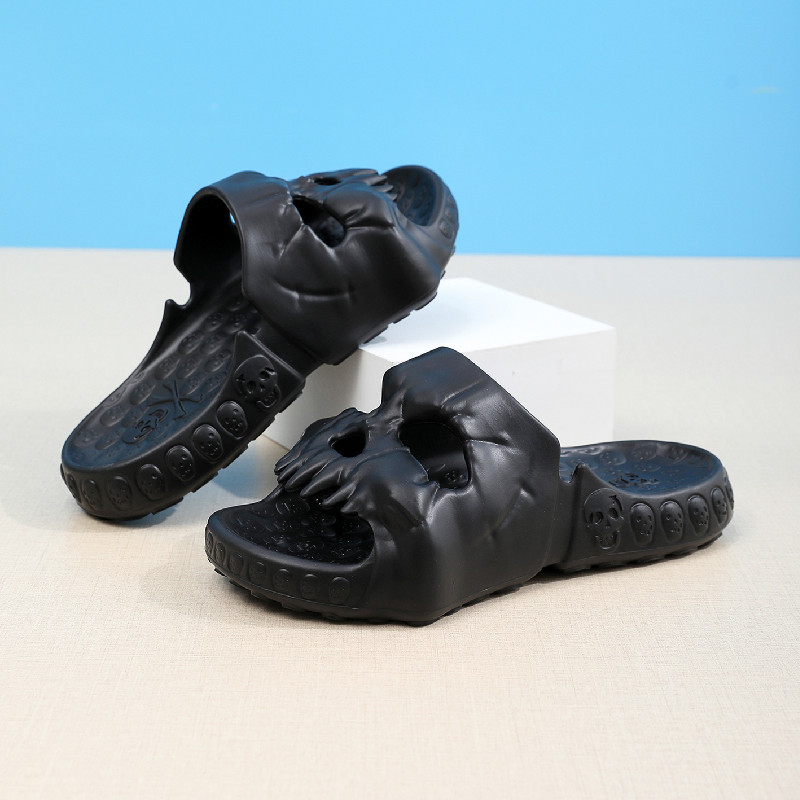 Athletic Shoes Summer stepping shit feeling slippers for women EVA indoor bathroom non slip fish mouth coconut home soft household skull_voghion.com