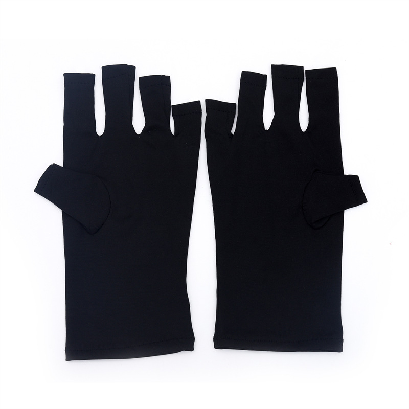 Manicura guantes negros UV a prueba de anti-ennegrecimiento bronceado máquina de fototerapia para hornear lámpara de hornear negro para el bloqueo de los dedos expuestos
