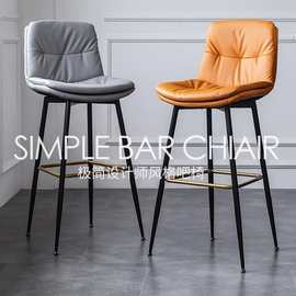 设计师TJSLK-764#北欧吧台椅现代简约铁艺高脚凳家用酒吧椅前台高