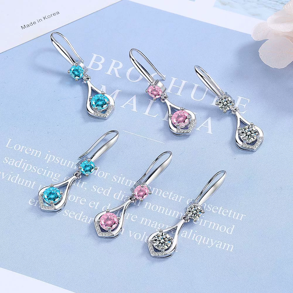 Серьги с коротким цирконием, свежие и милые, корейский стиль
