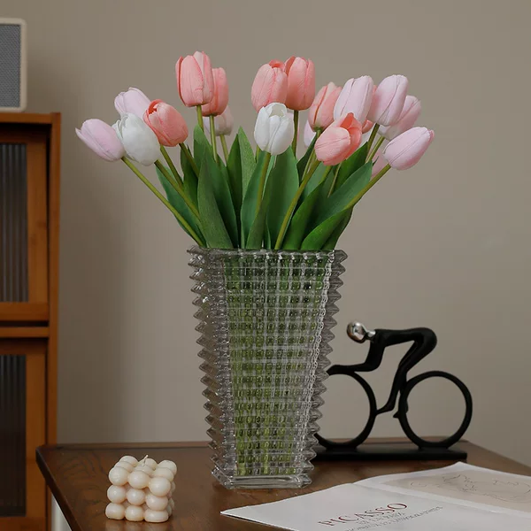 Artificial Flower wet feeling advanced moisturizing large branch Tulip home living room decoration fake flower cross-border artificial flower