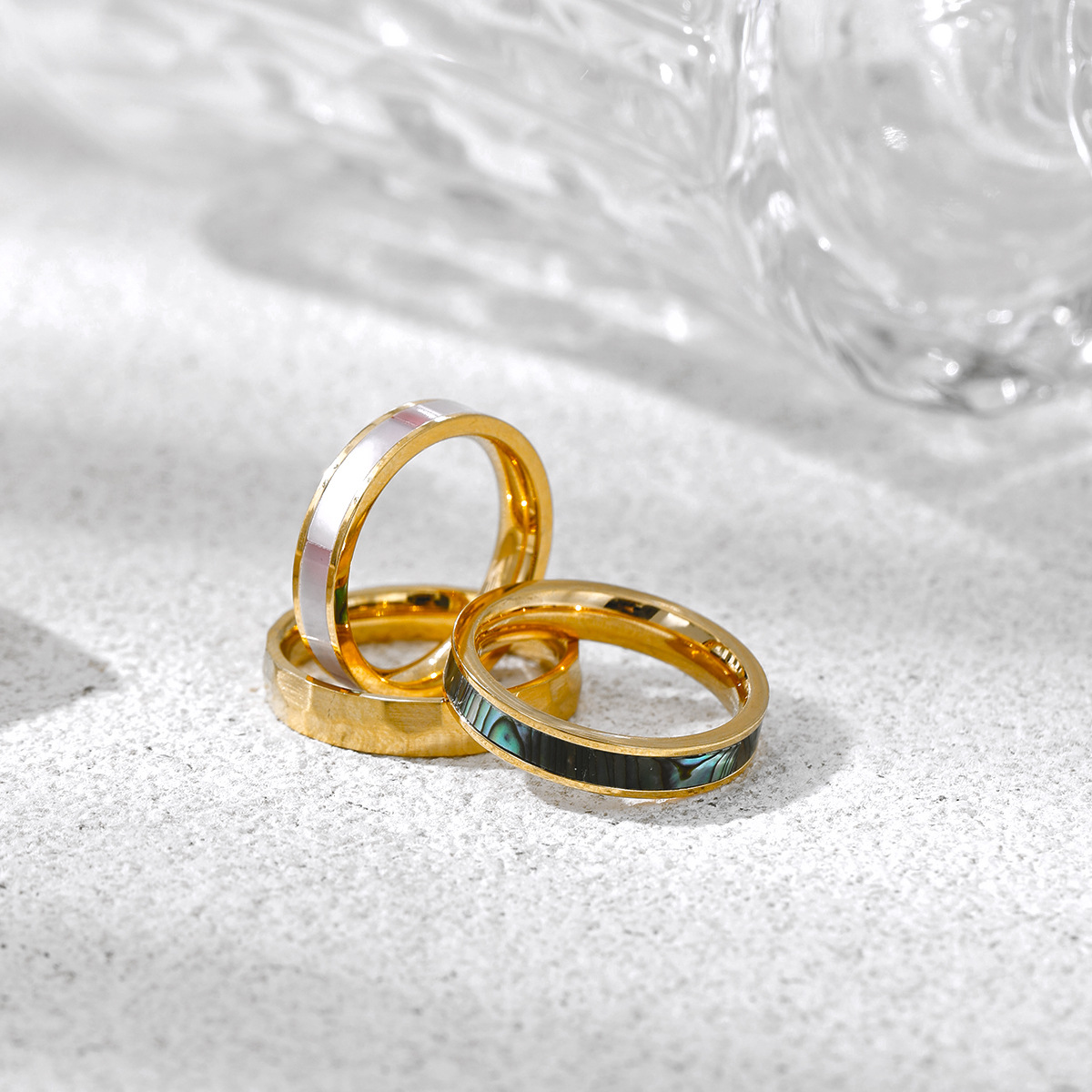 Anillo de acero inoxidable para mujeres no se pierde la cara de pigmento simple anillo de acero inoxidable de lujo ligero nicho popular