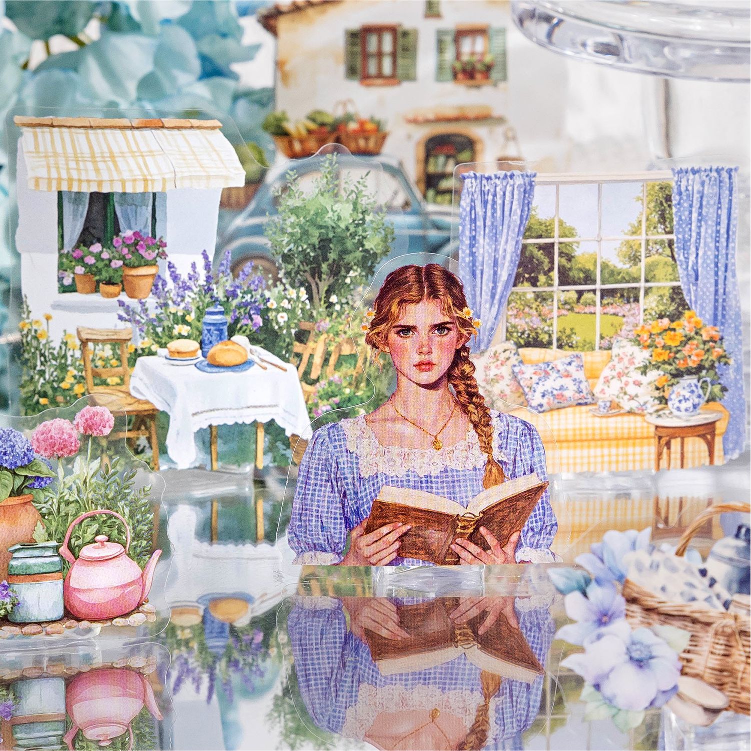 Poesía de azúcar PET paquete de pegatinas de vida de campo serie de paisajes de vida de campo pegatinas de material de red retro