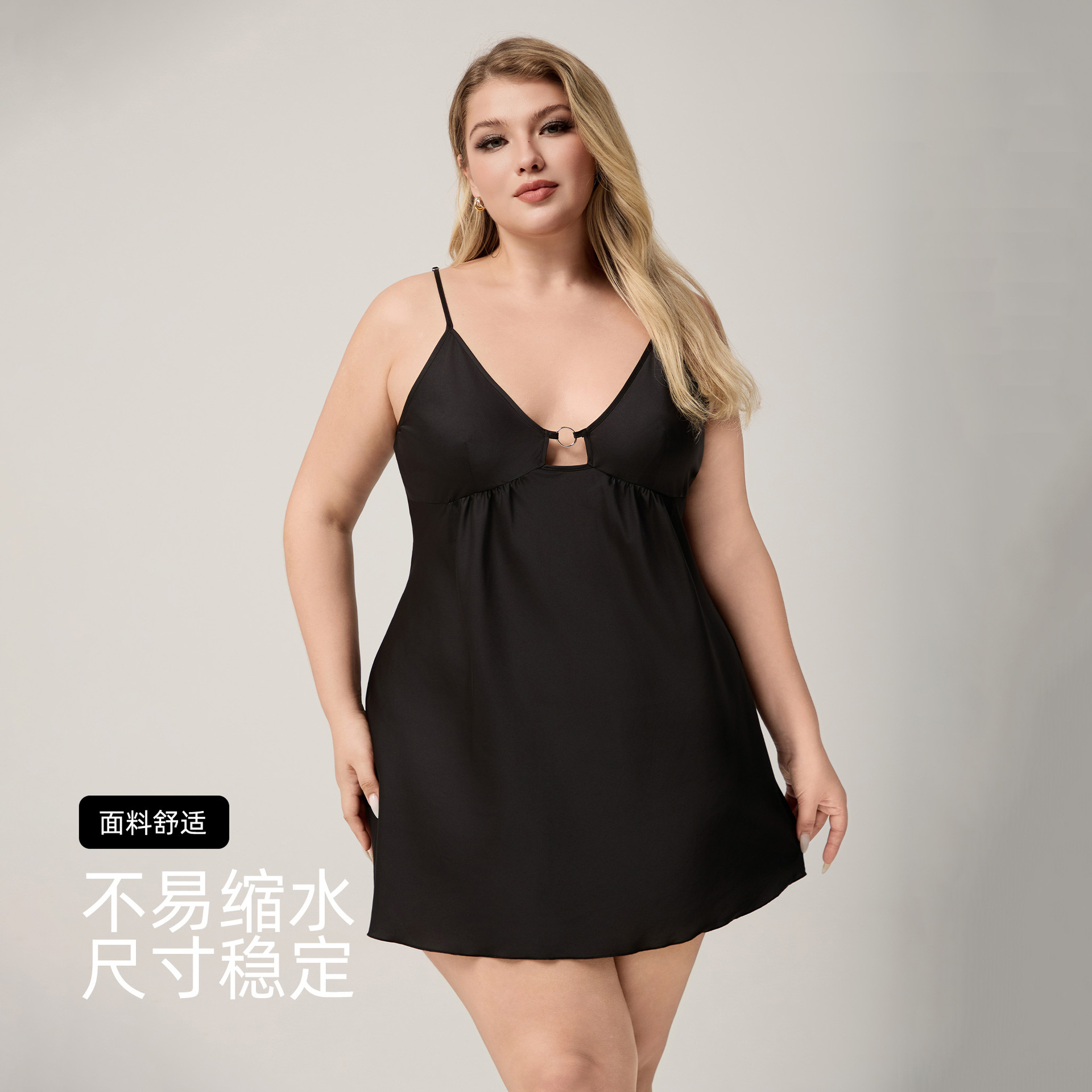 Yaoting nuevo satén transfronterizo Chiffon pijama de larga escala de cabina de verano vestido de pijama sexy de cuello en V ropa de hogar DQ3810