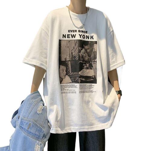 Summer Loose Short Sleeve T-shirt for Men 2025 Men's Half Sleeve Trendy Streetwear Brand Ins Couple's Outfit for Youth Upper Body