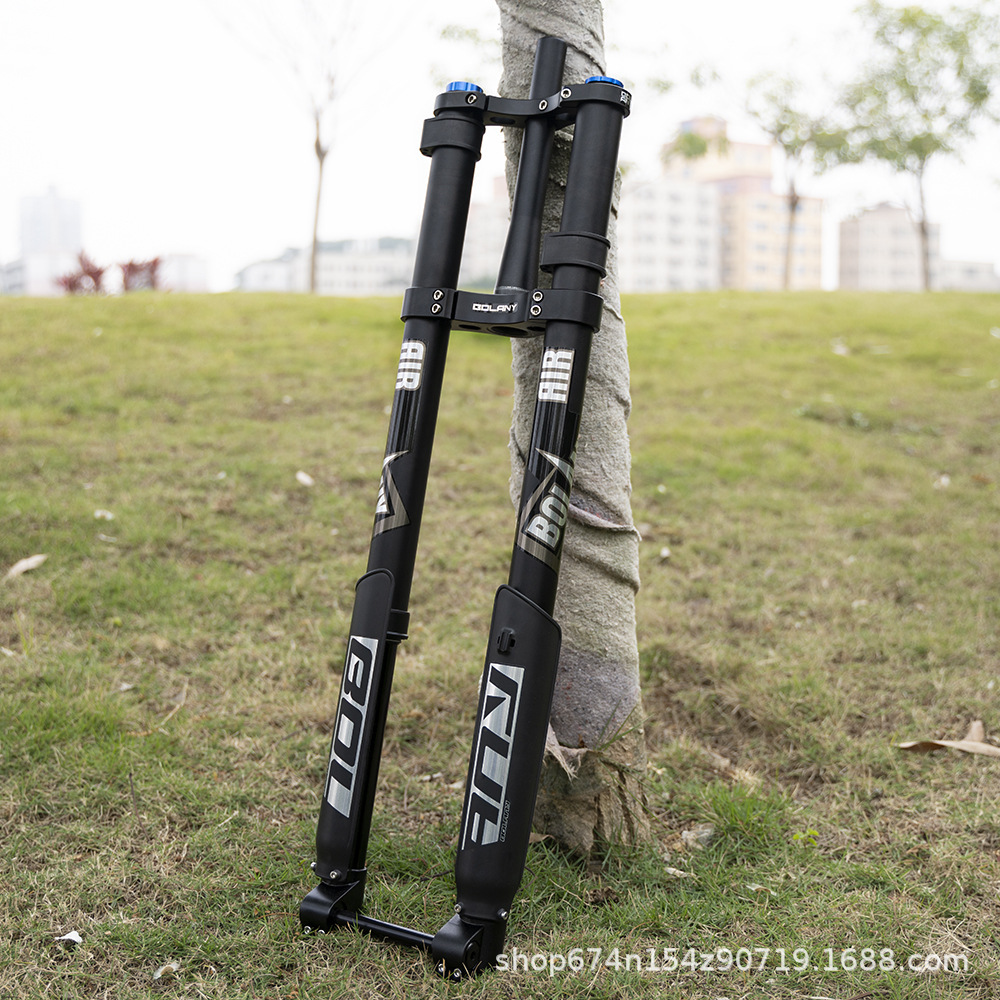 Bolany bicicleta de montaña tenedor delantero doble hombro tenedor inversa amortiguador Tenedor de gas 26-29 pulgadas barril eje descendente tenedor 110*15