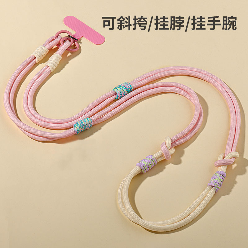Versión coreana de la muñeca de cuello colgante de mensajero desmontable cordón de teléfono móvil de tres usos costura tejida cuerda resistente anti-pérdida colgante de dibujos animados