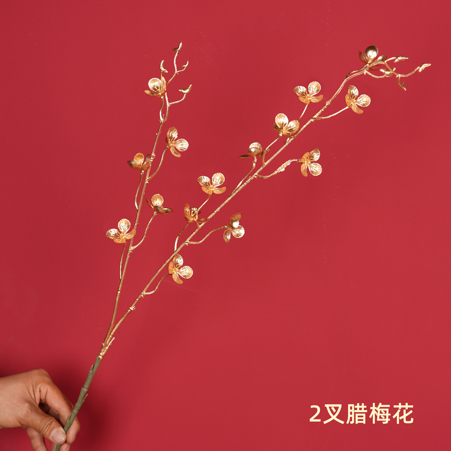 Flor de simulación dorada Phalaenopsis flor dorada de Año Nuevo 3 hortensias de madera flor de plástico dorado hoja dorada material de flor dorada